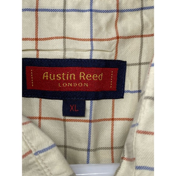 Austin Reed London Mens XL White Check Multi-Color Shirt Long Sleeve Button Up - Picture 3 of 7